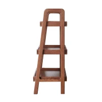 3-Tier Storage Shelf with Ladder-Style Shoe Rack, Waterproof Ladder Shelf with Easy-Clean Finish, 17.5″ L x 12.5″ W x 31.5″ H, Walnut(m-12)