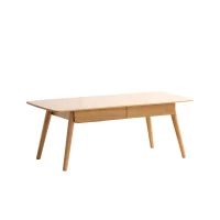 Modern Coffee Table with Mortise-and-Tenon Construction, Sturdy Center Table with Handy Lower Shelf, 39.5″ L x 19.5″ W x 17.5″ H, Oak(m-12)
