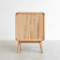Solid Nightstand with Open Shelf & Cable Management Hole, Modern Bedside Cabinet for Compact Rooms, 16.5″ L x 13.5″ W x 23″ H, Natural(m-10)