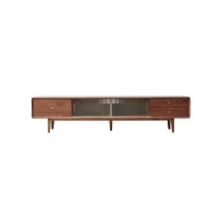 Modern TV Stand with 2 Pull-Out Storage Cabinets, Sturdy TV Cabinet with 5-Leg Stable Support, 78.5″ L x 13.5″ W x 17.5″ H, Walnut(m-2)