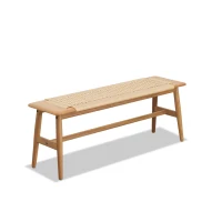 Solid Dining Bench with Handwoven Breathable Seat, Durable Wood Bench for Entryway or Dining, 43.5″ L x 12″ W x 16″ H, Oak(m-2)