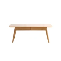 Modern Coffee Table with Mortise-and-Tenon Construction, Sturdy Center Table with Handy Lower Shelf, 39.5″ L x 19.5″ W x 17.5″ H, Oak(m-2)