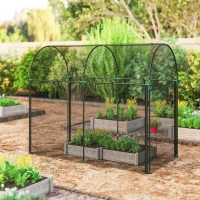 Outsunny Crop Cage, 6' x 3' x 5' Large Plant Protection Tent with Zippered Door, Outdoor Garden Cage, Black(m-9)