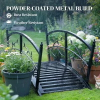 Outsunny 4 FT Metal Garden Bridge with Safety Railings, Outdoor Pond Bridge, Arch Decorative Footbridge for Creek Stream(m-5)