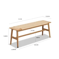 Solid Dining Bench with Handwoven Cane Seat, Breathable Wood Bench for Dining Room or Bedroom, 31.5″ L x 12″ W x 16″ H, Oak(m-3)