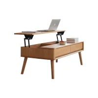 Solid Lift-Top Coffee Table with 3 Hidden Storage Compartments, Versatile Center Table for Living Areas, 47″ L x 25.5″ W x 17.5″ H, Natural Wood(m-2)