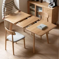Extendable Dining Table with Diagonal Legs & Rounded Corners, Versatile Kitchen Table for 6-8 People, 59″ L x 31.5″ W x 29.5″ H, Light Oak(m-8)