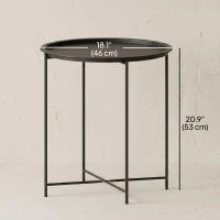 Outsunny 18" Outdoor Side Table with Removable Tray and Folding Legs, Indoor Outdoor for Balcony, Porch, Black(m-3)