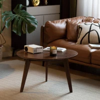 Mid Century Coffee Table with 2-Tier Design & Non-Toxic Finish, Low-Profile Side Table for Living Room, 23.5″ L x 23.5″ W x 13.5″ H, Oak(m-8)