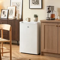 HOMCOM Upright Freezer, 3 Cu.Ft Mini Freezer with Reversible Single Door, Adjustable Thermostat for Home, Dorm, White(m-8)