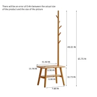 Solid Oak Coat Rack Bench with Shoe Storage and Coat Hanger, Entryway Bench for Compact Apartments, 31.5″ L x 13.5″ W x 65.5″ H, Natural(m-3)