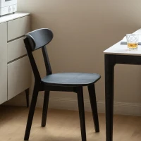 Solid Dining Chair with Ergonomic Curved Back & Removable Cover, Durable Chair with Non-Slip Feet, 18.5″ L x 22″ W x 30.5″ H, Black(m-10)