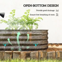 Outsunny 4.9 x 2 x 1ft Galvanized Raised Garden Bed Kit, Metal Planter Box with Safety Edging, Dark Grey(m-5)