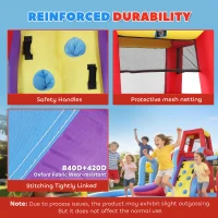 Qaba Inflatable Water Slide 6 in 1 with 480W Blower, Bounce House with Climbing Wall, Splashing Pool, Basketball Hoop(m-5)