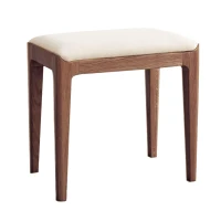 Solid Bedroom Vanity Stool with 2.5" Thick High-Density Foam, Cushioned Seat for Entryway or Bedroom, 16.5″ L x 12″ W x 16.5″ H, Natural(m-2)
