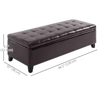 HOMCOM Storage Ottoman Bench, Foot Rest with Solid Wood Legs, 51 Inches PU Leather Storage Chest for Living Room, Brown(m-3)