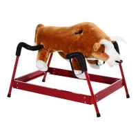 Qaba Kids Spring Rocking Horse Rodeo Bull Style with Realistic Sounds for Children over 3 Years Old(m-1)