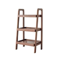 3-Tier Storage Shelf with Ladder-Style Shoe Rack, Waterproof Ladder Shelf with Easy-Clean Finish, 17.5″ L x 12.5″ W x 31.5″ H, Walnut(m-11)
