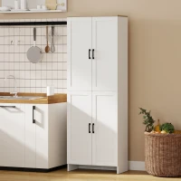 HOMCOM 67" 4-Door Kitchen Pantry Cabinet, Freestanding Storage Cabinet Cupboard with Adjustable Shelves, White(m-10)