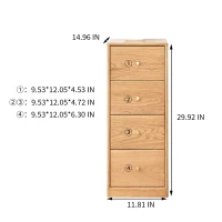 Minimalist Nightstand with Solid Wood Drawer Slides, Versatile Storage Cabinet for Bedroom or Entryway, 12″ L x 15″ W x 30″ H, Oak(m-3)