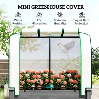 Outsunny Raised Garden Bed with PE Greenhouse Cover Outdoor Planter Box for Herbs and Vegetables, 35 x 22 x 47 inch, Dark Gray(m-4)