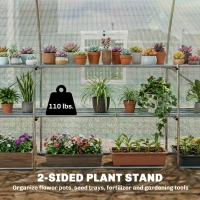 Outsunny 10'x11'x6' Walk-in Tunnel Greenhouse with Shelves, Mesh Door and Windows, Hoop House Greenhouse with PE Cover, White(m-4)