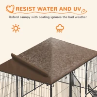 PawHut Outside Dog Kennel, 6.9' x 4.6' x 5' Puppy Play Pen with Canopy, Garden Playpen Fence Crate with Rotating Bowl, Black(m-5)