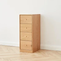 Minimalist Nightstand with Solid Wood Drawer Slides, Versatile Storage Cabinet for Bedroom or Entryway, 12″ L x 15″ W x 30″ H, Oak(m-1)