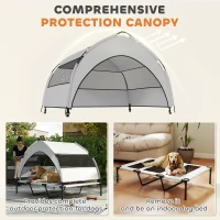 PawHut Elevated Dog Bed with Removable Canopy, Portable Outside Raised Pet Cot, Storage Bag, 48" x 36" x 37"(m-4)