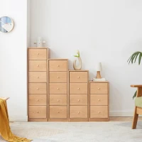 Minimalist Nightstand with Solid Wood Drawer Slides, Versatile Storage Cabinet for Bedroom or Entryway, 12″ L x 15″ W x 30″ H, Oak(m-5)