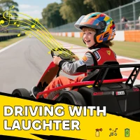 Qaba 24V 7AH Kids Electric Go Kart, 8.1 MPH Battery Powered Drift Kart with Dual Motors, Soft Start for 8-12 Years, Red(m-7)