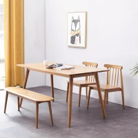 Multifunctional Dining Bench with Metal-Reinforced Construction, Sturdy Wood Bench for Entryway or Kitchen, 47″ L x 12″ W x 16″ H, Oak(m-5)