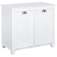 HOMCOM Dual Tilt out Laundry Hamper Cabinet, Bathroom Storage Cabinet with 2-Compartment Hamper, Modern Bathroom Floor Cabinet for Washroom, White