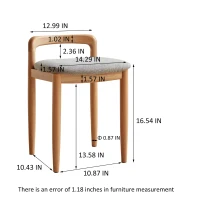 Practical Makeup Stool Bench with Clean-Lined Sturdy Frame, Compact Side Bench for Dining Room, 14″ L x 14.5″ W x 20.5″ H, Natural(m-3)