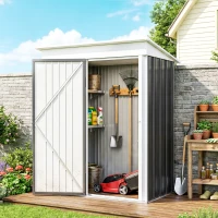 Outsunny Outdoor Sheds Storage, Small Steel Lean-to Shed with Adjustable Shelf, Lock, Gloves, 5' x 3' x 6', Dark Gray(m-2)