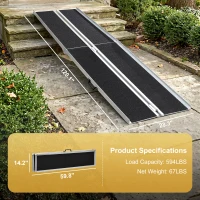 HOMCOM 10' Skidproof Portable Wheelchair Ramp for Home, Steps, Doorways, Carpeted Foldable Handicap Ramp, Threshold Ramp(m-3)