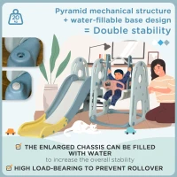 Qaba 4 in 1 Toddler Slide and Swing Set with Adjustable Seat Height and Basketball Hoop, Freestanding Kids Climber Slide Playset with Basket Ball for Indoor Playground 18-60 Months(m-7)