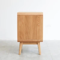 Solid Nightstand with Open Shelf & Cable Management Hole, Modern Bedside Cabinet for Compact Rooms, 16.5″ L x 13.5″ W x 23″ H, Natural(m-11)