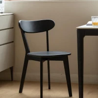 Solid Dining Chair with Ergonomic Curved Back & Removable Cover, Durable Chair with Non-Slip Feet, 18.5″ L x 22″ W x 30.5″ H, Black(m-1)
