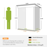 Outsunny Outdoor Sheds Storage, Small Steel Lean-to Shed with Adjustable Shelf, Lock, Gloves, 5' x 3' x 6', Dark Gray(m-3)
