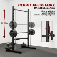 Soozier Squat Rack with Pull Up Bar and Barbell Bar Adjustable Bench Press Multi-Function Weight Lifting Half Rack Black(m-5)