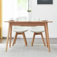 Extendable Dining Table with Telescopic Farmhouse Design, Sturdy Center Table with Rounded Corners, 63″ L x 31.5″ W x 29.5″ H, Light Oak(m-5)