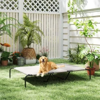 PawHut Elevated Dog Bed, Outdoor Dog Cot, Raised Dog Bed for Large Dogs with Breathable Mesh, Beige(m-9)