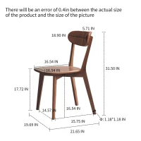 Set of 2 Dining Chairs with Curved Ergonomic Back, Comfortable Side Chairs with Wide Seat, 19.5″ L x 18.5″ W x 31.5″ H, Walnut(m-3)