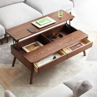Solid Coffee Table with Hidden Storage & Soft-Close Lift, Versatile Center Table for Work or Dining, 39.5″ L x 23.5″ W x 17.5″ H, Walnut(m-4)