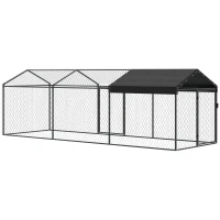 PawHut Large Metal Chicken Coop, Chicken Run with Waterproof & Anti-UV Cover for 3-5 Poultry, Outdoor Poultry Cage Rabbit Hutch(m-1)