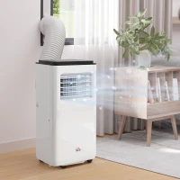 HOMCOM 10,000 BTU Moible Air Conditioner 440 Sq. Ft., Dehumidifier Fan Auto Sleep with 24H Timer On/Off, Window Kit, White(m-8)
