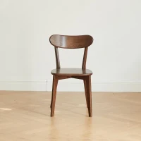 Set of 2 Dining Chairs with Curved Ergonomic Back, Comfortable Side Chairs with Wide Seat, 19.5″ L x 18.5″ W x 31.5″ H, Walnut(m-1)