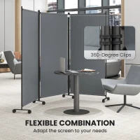 Outsunny Folding Room Divider with Castor Wheels, Rolling Privacy Screen for Home Office Bedroom, 6ft Tall(m-6)