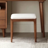 Solid Bedroom Vanity Stool with 2.5" Thick High-Density Foam, Cushioned Seat for Entryway or Bedroom, 16.5″ L x 12″ W x 16.5″ H, Natural(m-1)